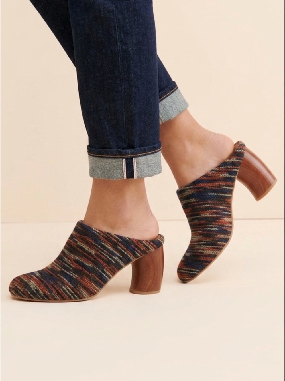 Jeffrey Campbell Yucca Striped Multi Colored Heeled Mules - Picture 1 of 16